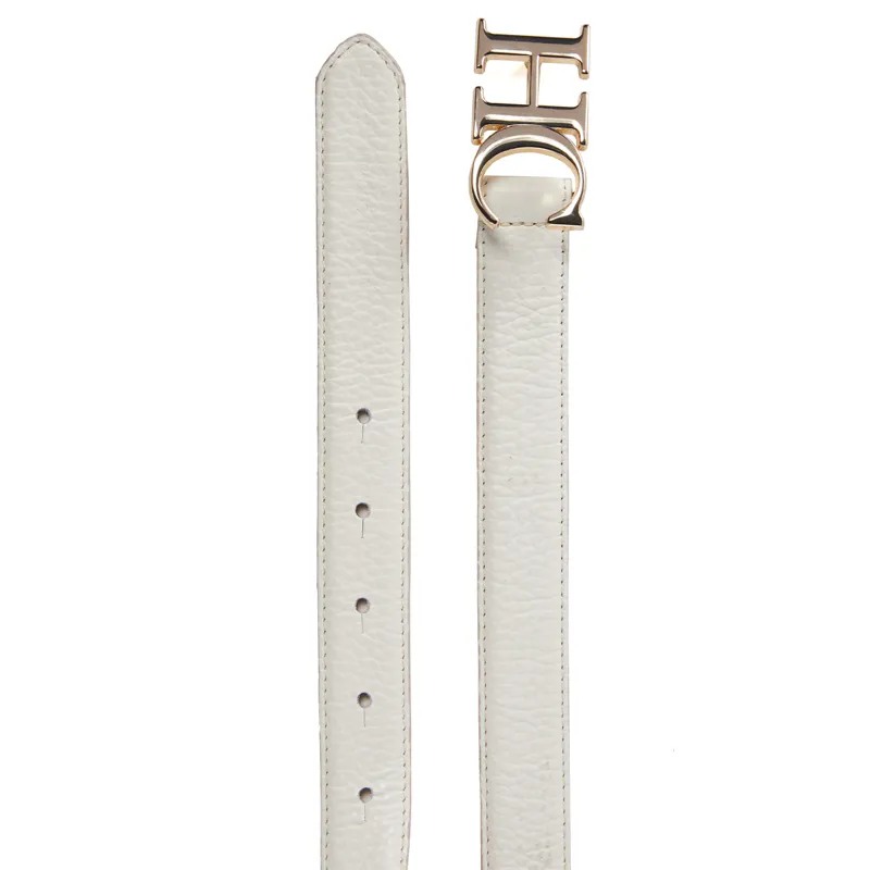 Holland Cooper Atelier Slim Logo Belt - Off White-1