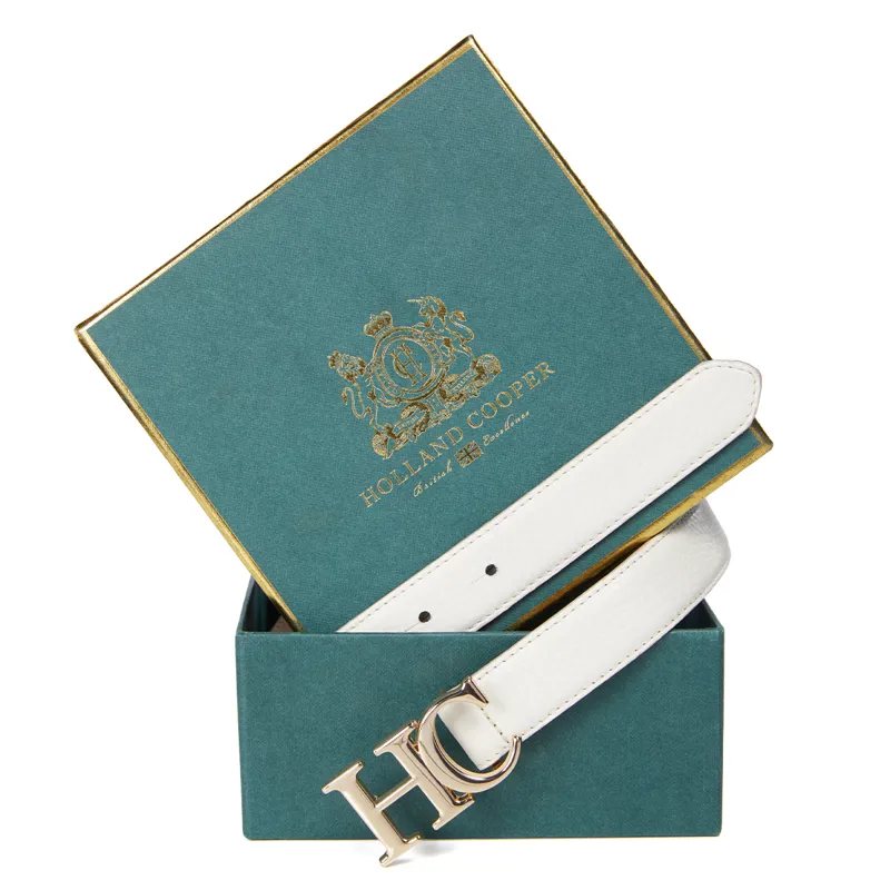 Holland Cooper Atelier Slim Logo Belt - Off White-2