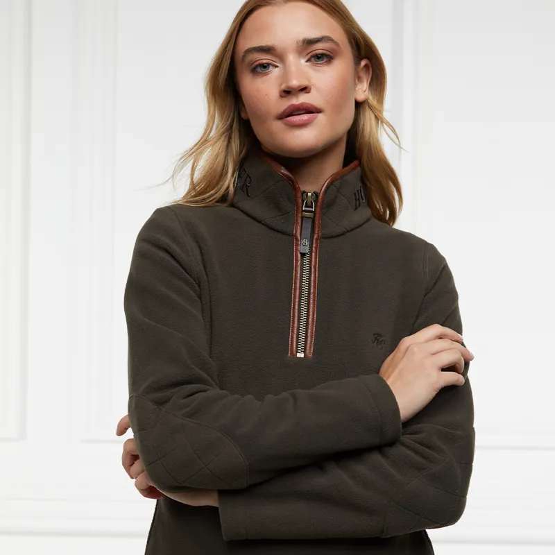 Holland Cooper Country Fleece Half Zip Ladies Jumper - Khaki-2