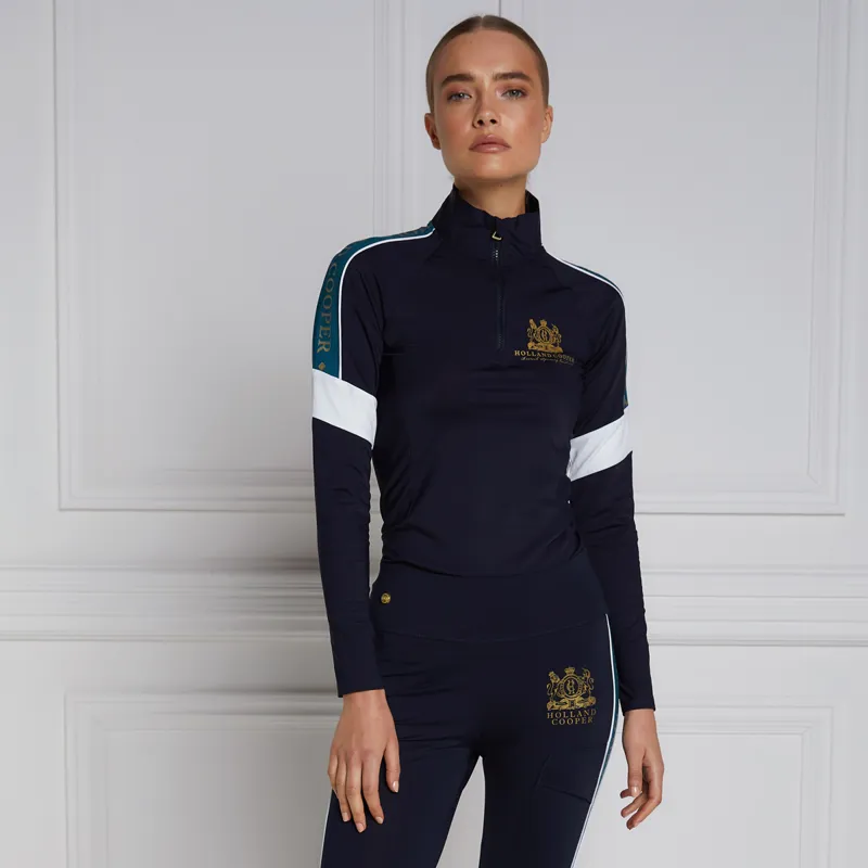 Holland Cooper Tour Panel Ladies Base Layer Ink Navy Turquoise