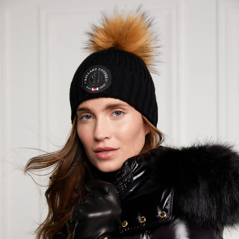 Holland Cooper Equi Knit Bobble Hat - Black-1