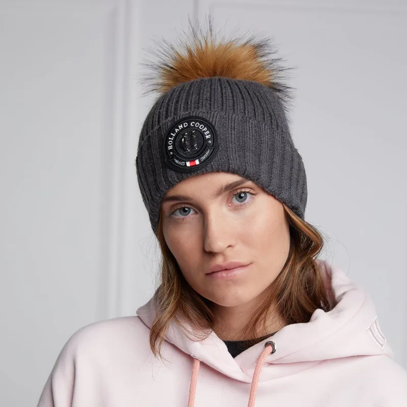 Holland Cooper Equi Knit Bobble Hat - Charcoal