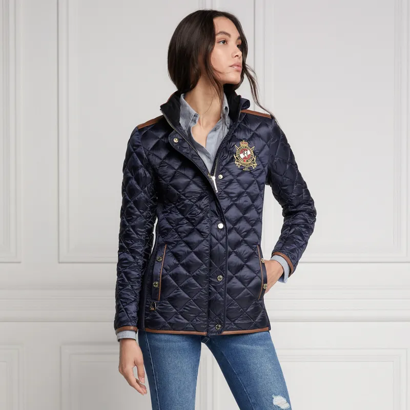 Holland Cooper Diamond Quilt Classic Ladies Jacket - Ink Navy-1