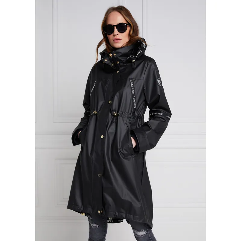 Holland Cooper Ladies Waterproof Rain Coat - Matte Black-3