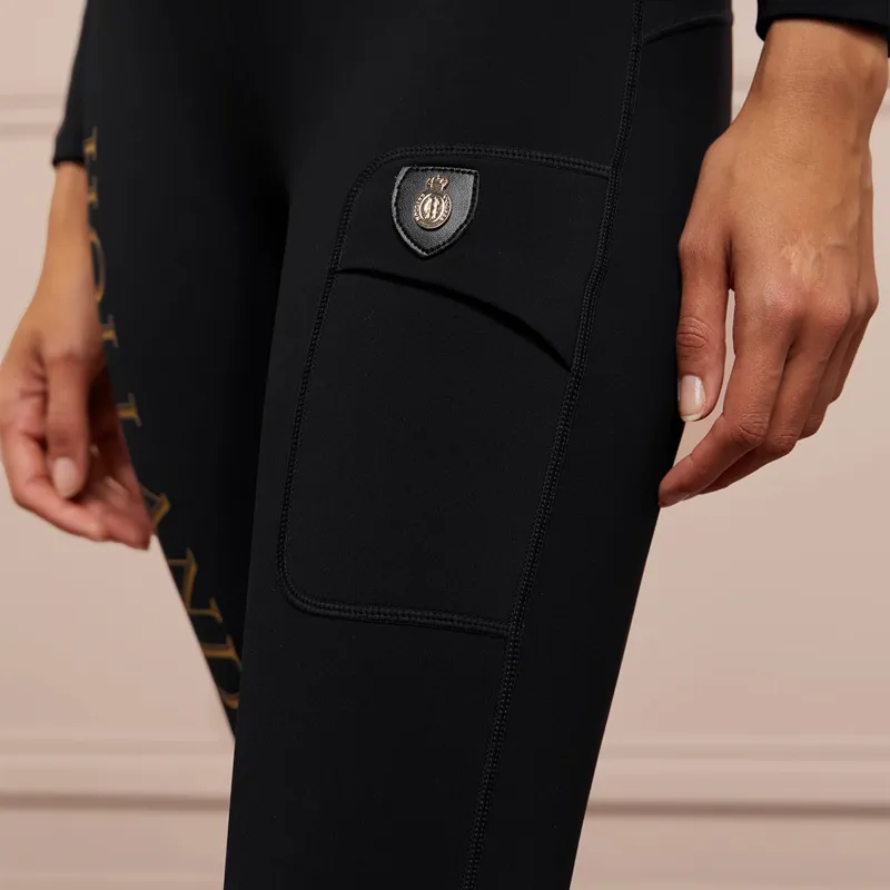 Holland Cooper Halcot Full Grip Ladies Thermal Riding Tights - Black-2