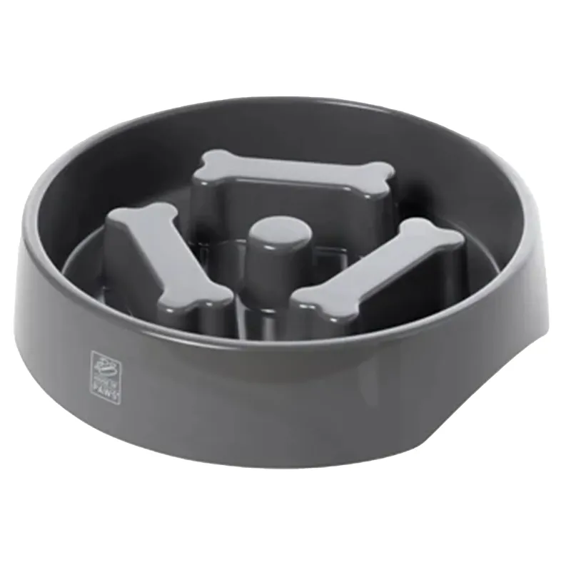 House of Paws Go Slow Bone Dog Bowl - Grey