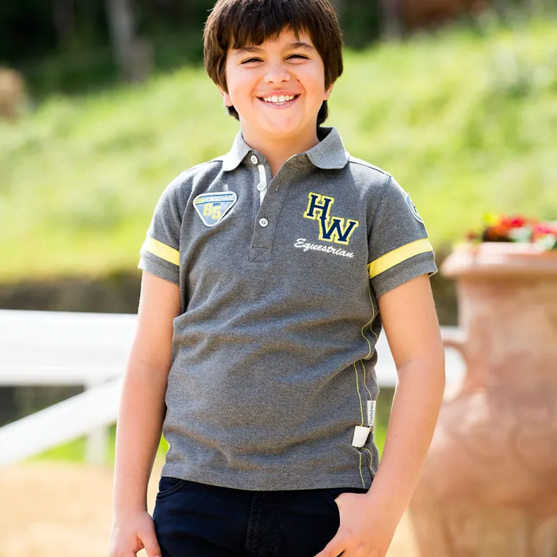Horseware Boys Pique Polo Grey Melange