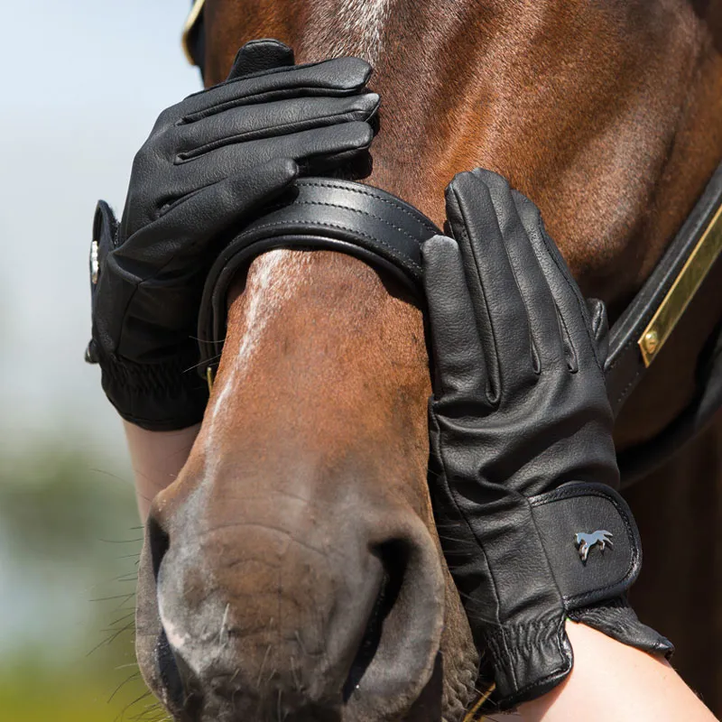 Horseware Unisex Heritage Riding Gloves Black Redpost Equestrian