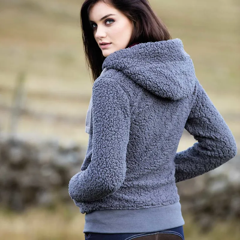 Horseware Super Fluffy Softie Ladies Hooded Fleece - Castle Rock Grey-2