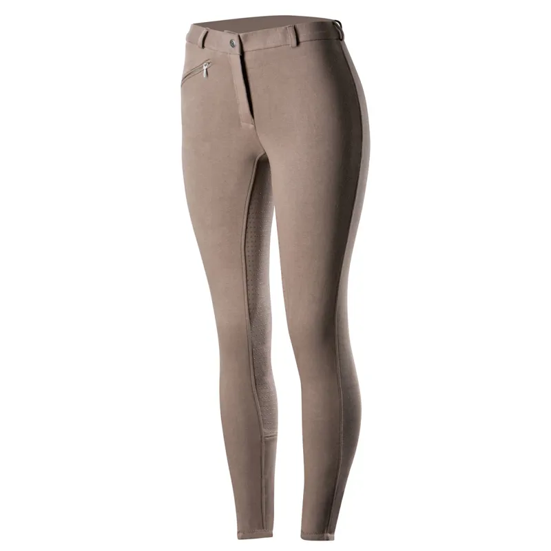 Horze Active Silicone Grip Full Seat Ladies Breeches - Fawn Brown-1