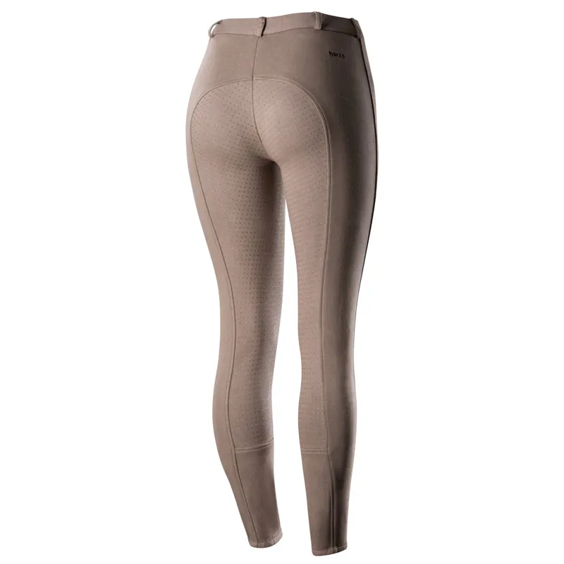 Horze Active Silicone Grip Full Seat Ladies Breeches - Fawn Brown-2