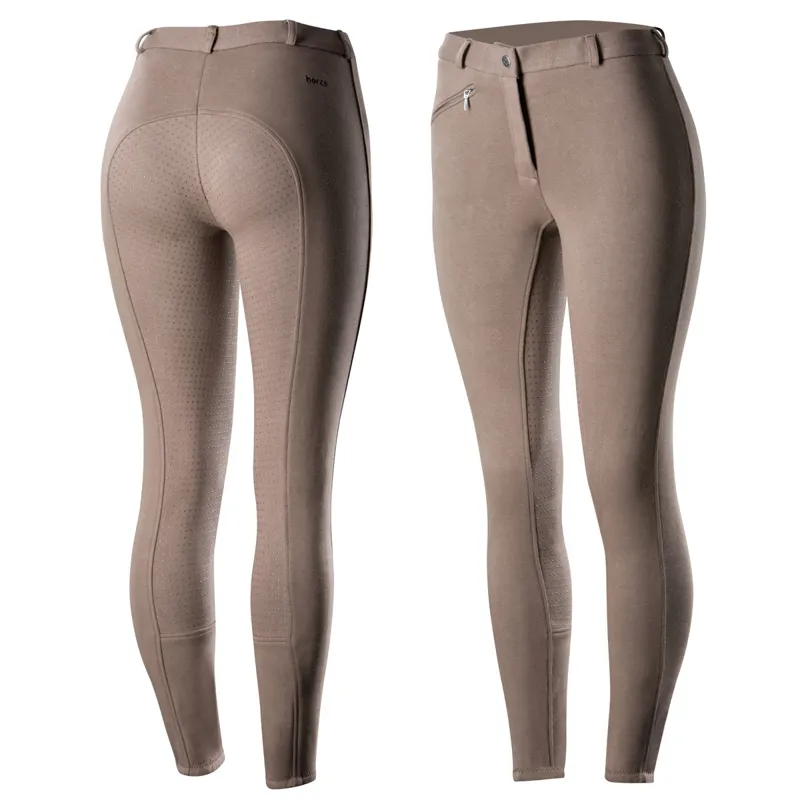 Horze Active Silicone Grip Full Seat Ladies Breeches - Fawn Brown