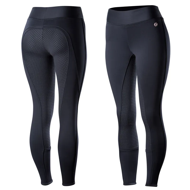 Horze Active Silicone Full Seat Ladies Winter Tights Dark Navy