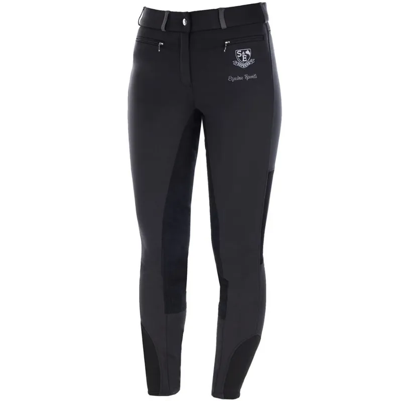 Horze Supreme Evonne Softshell Ladies Fullseat Winter Breeches - Black-2