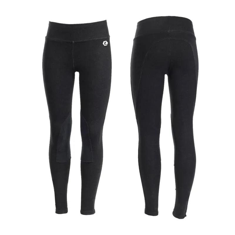 Horze Active Knee Patch Junior Tights - Black