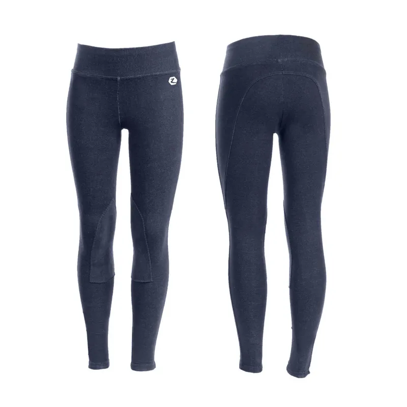Horze Active Knee Patch Junior Tights - Dark Blue
