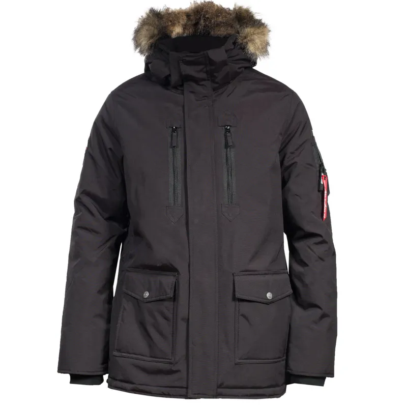 Horze Landon Mens Long Parka Jacket - Black-1