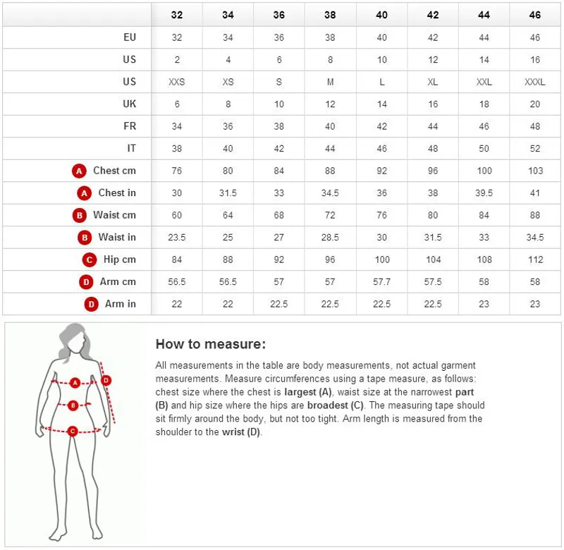 Horze Sweaters and Jackets Size Guide