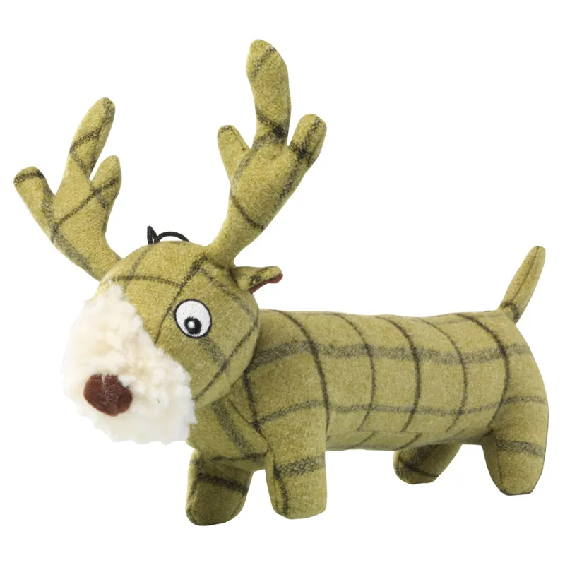 House of Paws Tweed Plush Long Body Dog Toy - Stag