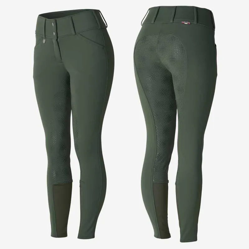 Horze Grand Prix Thermo Full Grip Ladies Winter Breeches - Thyme Green
