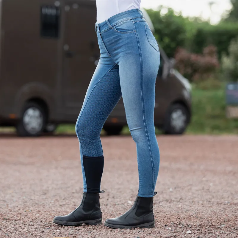 Horze Kaia Full Grip Ladies Breeches - Light Denim-3