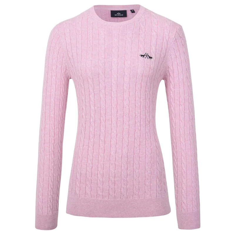 HV Polo Deanne Cable Knit Ladies Pullover Jumper - Rose Melange