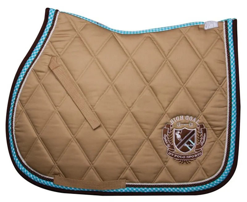 HV Polo Warwick Saddle Pad Tan/Blue Full Size
