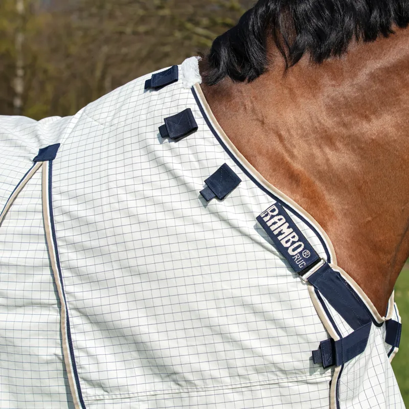 Rambo Optimo Supreme Summer Sheet Fly Rug - Navy Check/Navy/White-1