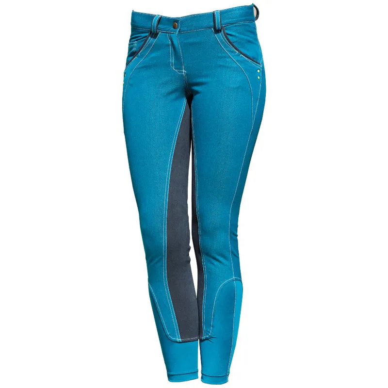 Horseware Fashion Denim Ladies Breeches - Limited Edition - Teal-1