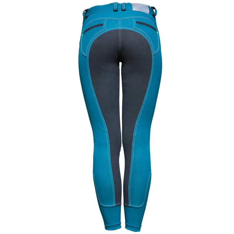 Horseware Fashion Denim Ladies Breeches - Limited Edition - Teal-2