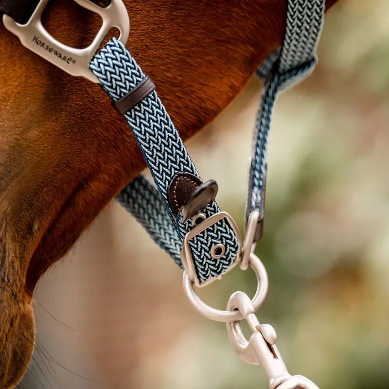 Horseware Signature Braided Headcollar - Brown/Navy/Blue Haze-1