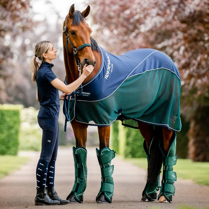Horseware Signature Sport Cooler Rug - Navy/Hunter Green/Silver-2