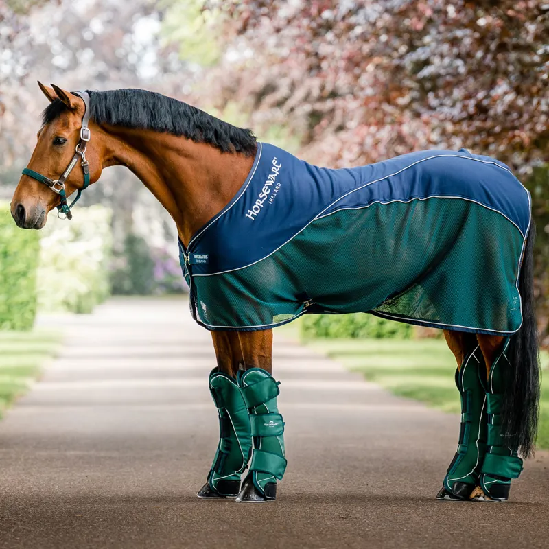 Horseware Signature Sport Cooler Rug - Navy/Hunter Green/Silver-3