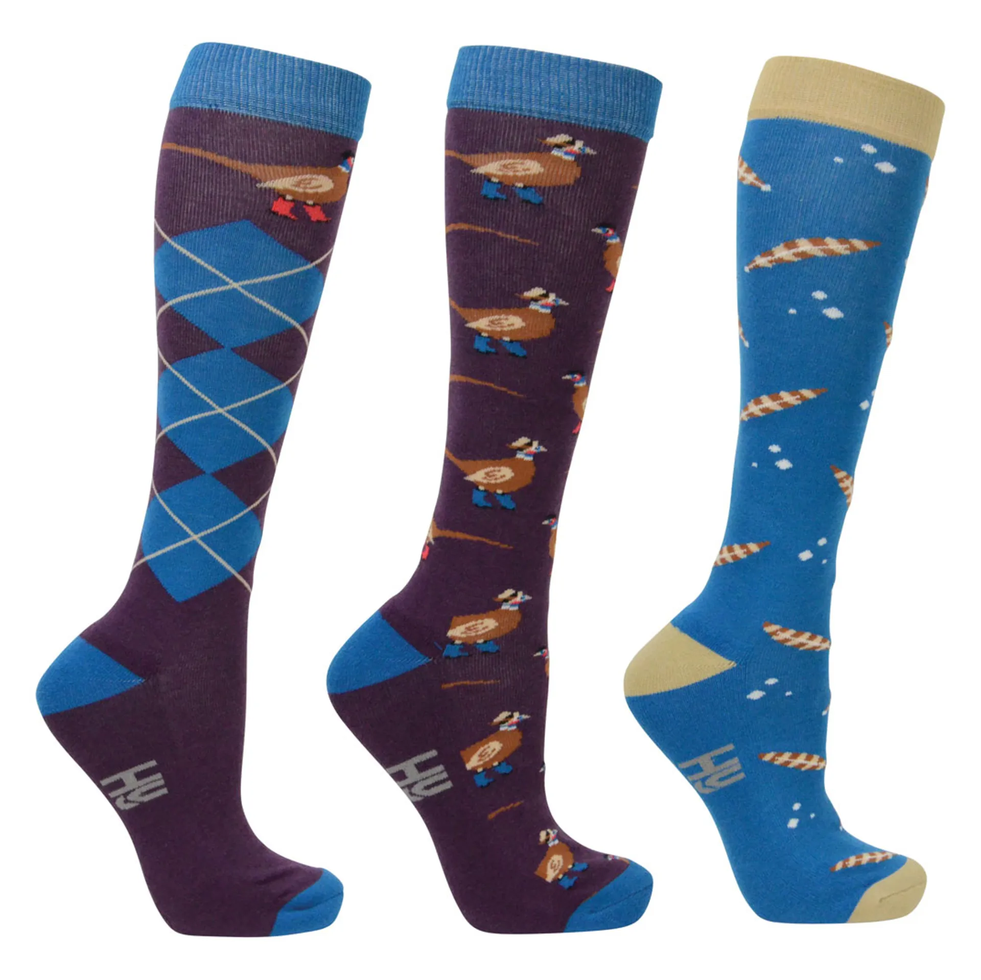 Hyfa Socks HyFASHION Bamboo Socks 3 Pack - Patrick the Pheasant/Plum/Teal