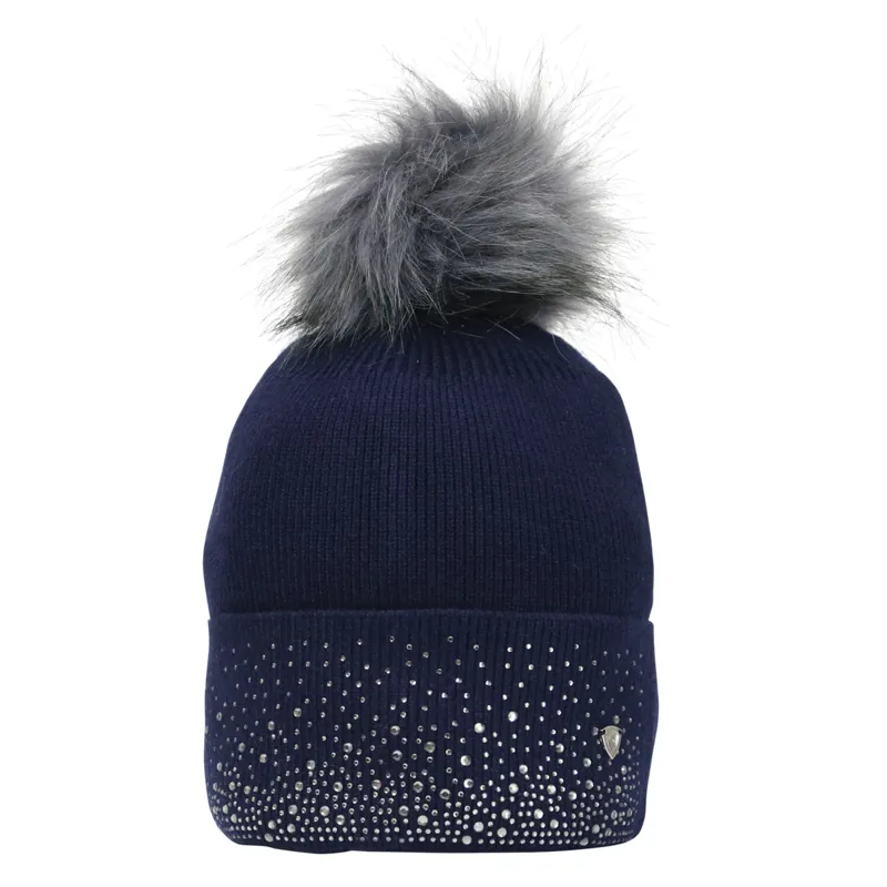 Hy Equestrian Synergy Diamante Bobble Hat - Navy