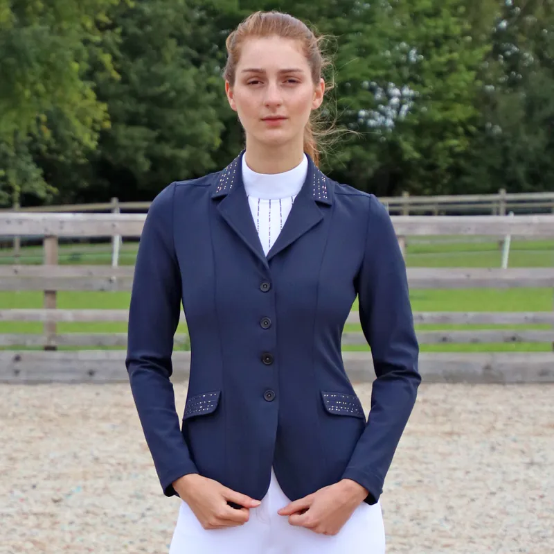Hy Equestrian Roka Rose Ladies Competition Jacket - Navy/Rose Gol
