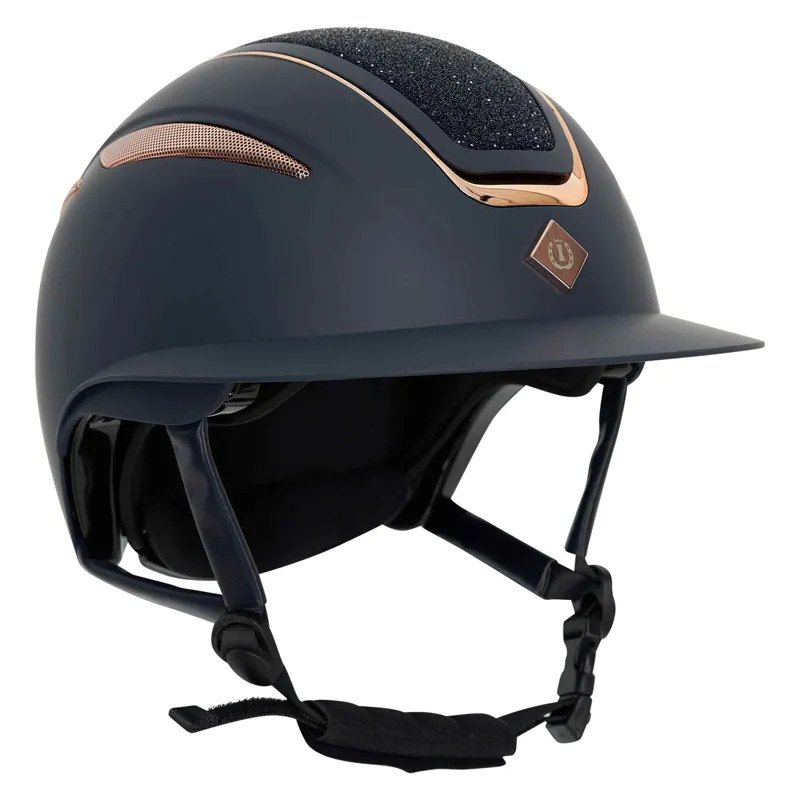Imperial Riding Olania Deluxe Wide Peak Riding Hat Navy/Rose Gold