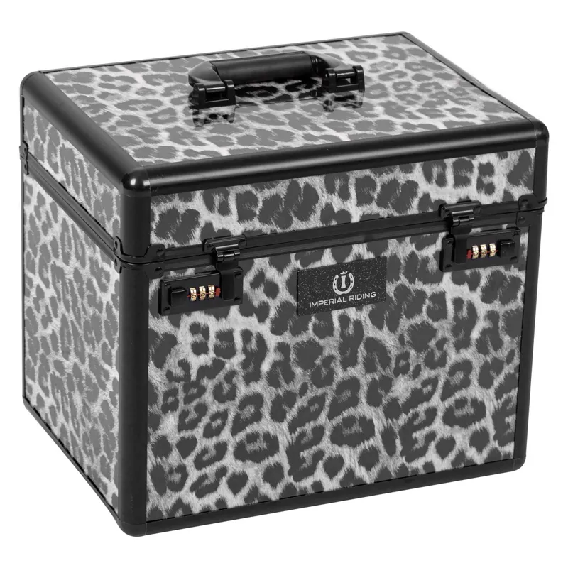 Imperial Riding Shiny Grooming Box - Grey Leopard Print