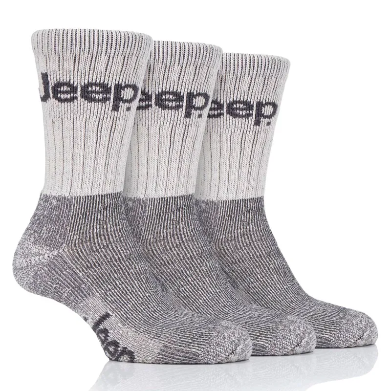 Jeep Luxury All Terrain Mens Socks 3 Pack - Ecru
