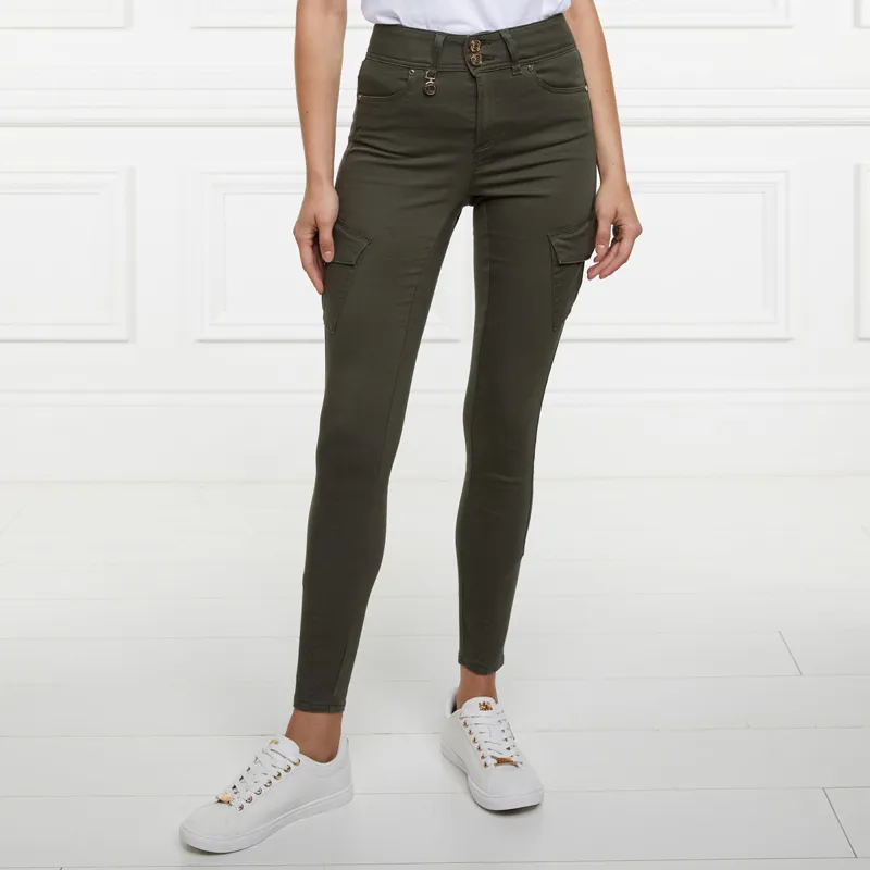 Khaki green jeans ladies on sale