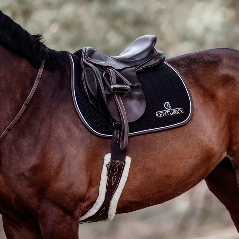 Kentucky Leather Fishbone Jumping Saddlecloth - Black-5