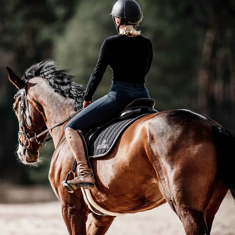 Kentucky Leather Fishbone Jumping Saddlecloth - Black-1
