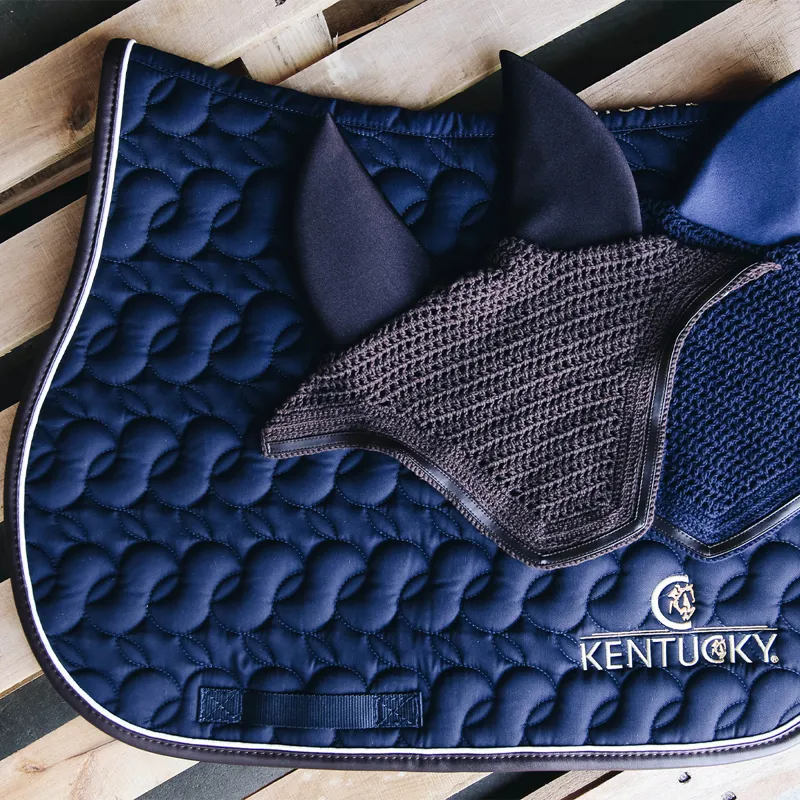 Kentucky Saddlecloth - Navy/White/Brown-3
