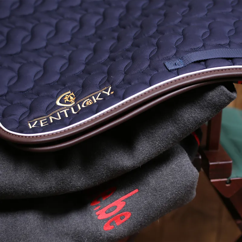 Kentucky Saddlecloth - Navy/White/Brown-2