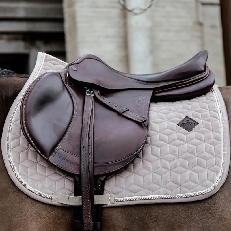 Kentucky Velvet Jumping Saddlecloth - Beige-1