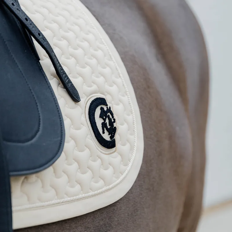 Kentucky 3D Logo Plaited Dressage Saddlecloth - Beige-4