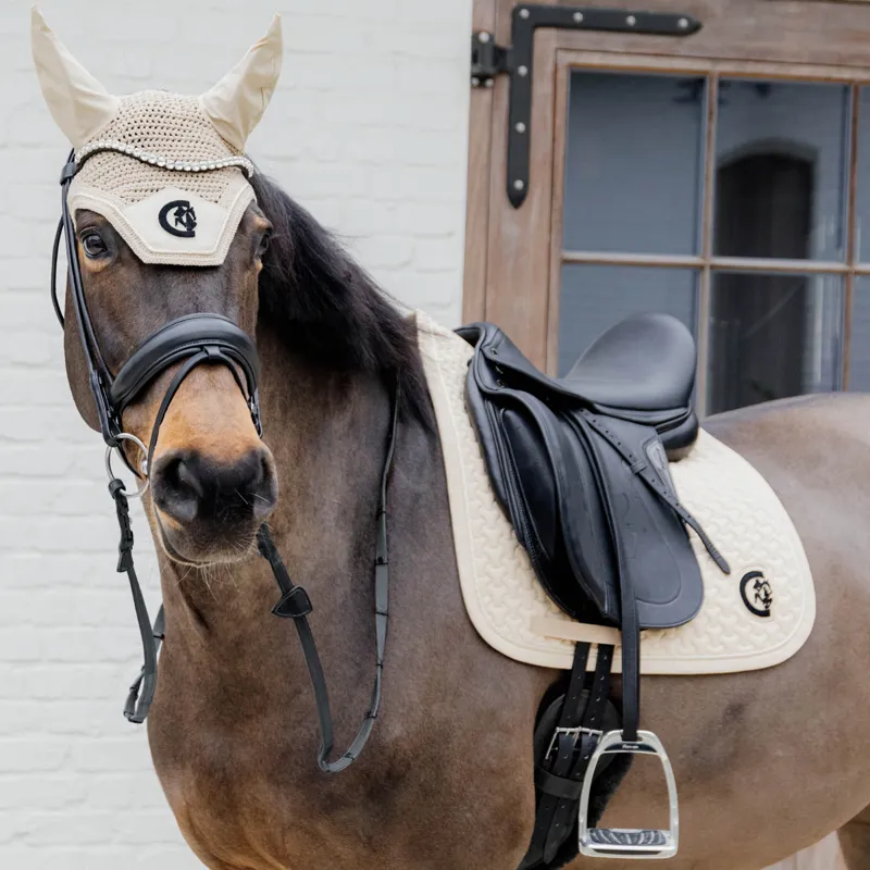 Kentucky 3D Logo Plaited Dressage Saddlecloth - Beige-3
