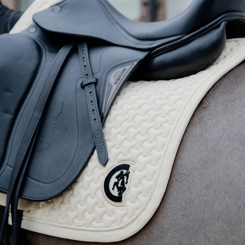 Kentucky 3D Logo Plaited Dressage Saddlecloth - Beige-2