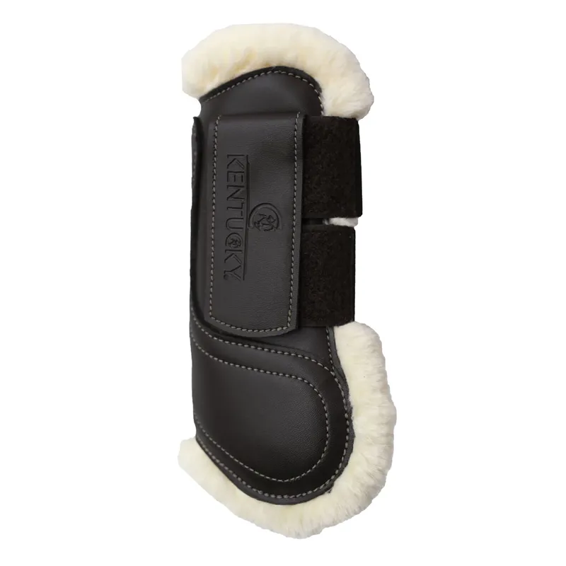 Kentucky Sheepskin Artificial Leather Velcro Tendon Boots - Black-1