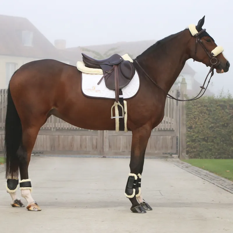 Kentucky Sheepskin Artificial Leather Velcro Tendon Boots - Black-2